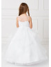 Beaded Lace Tulle Flower Girl Dress With Horsehair Trim